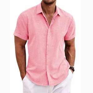 Casual Men's Pink Button Down Shirt